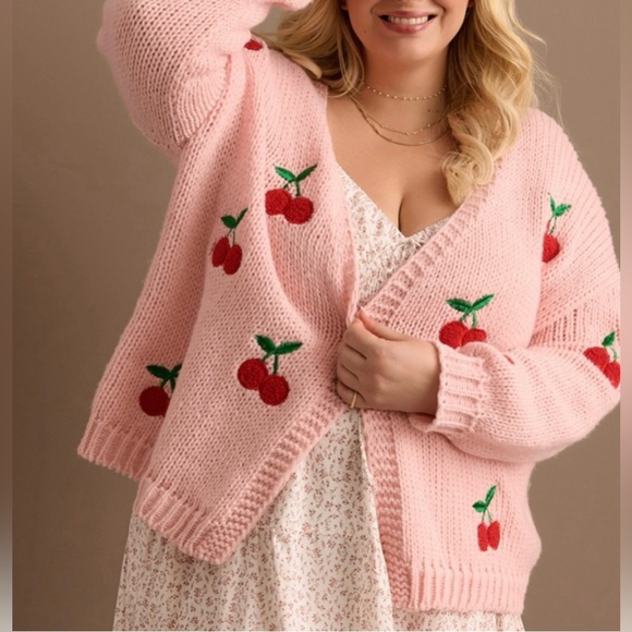 ARULA Sweaters - ARULA Pink Cherry Oversized Cardigan Sweater    SIZE B = 2X = 18/20    **NWT**